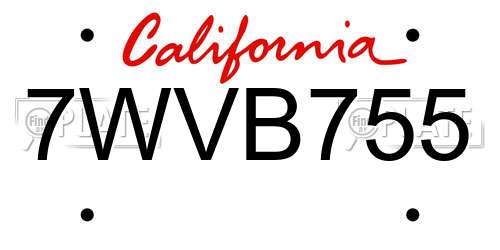 7WVB755 California License Plate
