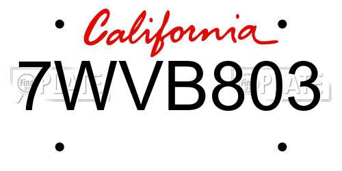 7WVB803 California License Plate