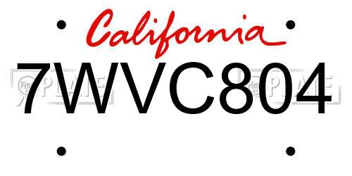 7WVC804 California License Plate