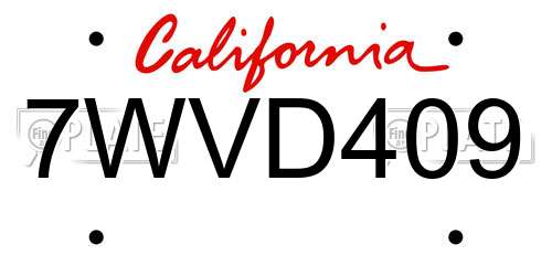 7WVD409 California License Plate