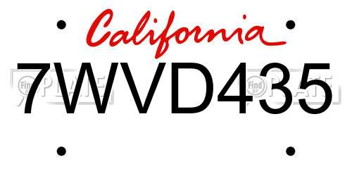 7WVD435 California License Plate