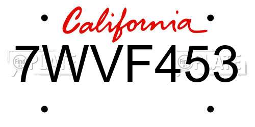 7WVF453 California License Plate