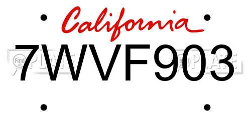 7WVF903 California License Plate