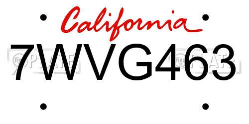 7WVG463 California License Plate