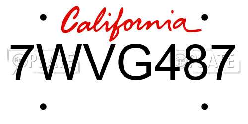 7WVG487 California License Plate