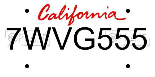 7WVG555 California License Plate