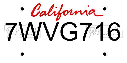 7WVG716 California License Plate