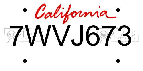 7WVJ673 California License Plate