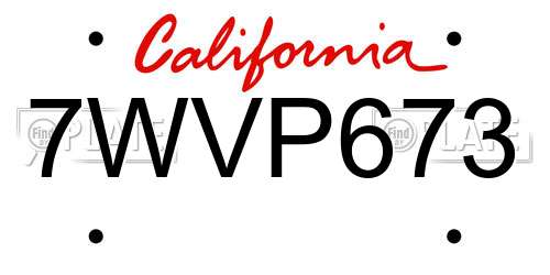 7WVP673 California License Plate