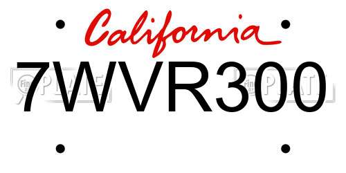 7WVR300 California License Plate