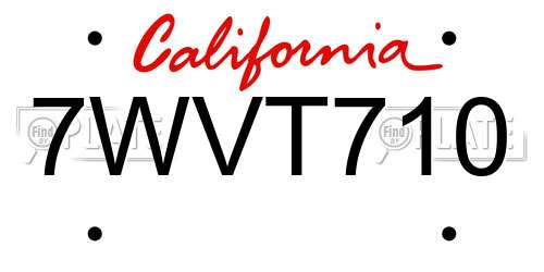 7WVT710 California License Plate