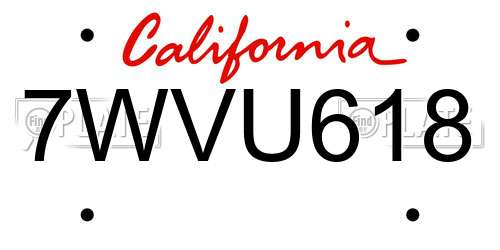 7WVU618 California License Plate
