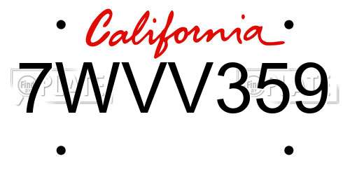 7WVV359 California License Plate