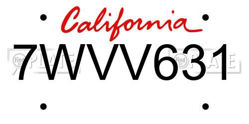7WVV631 California License Plate