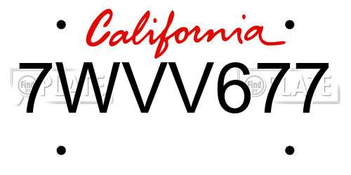 7WVV677 California License Plate