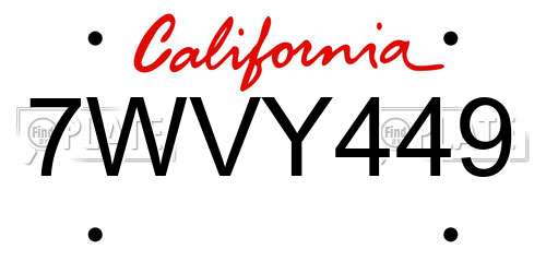 7WVY449 California License Plate