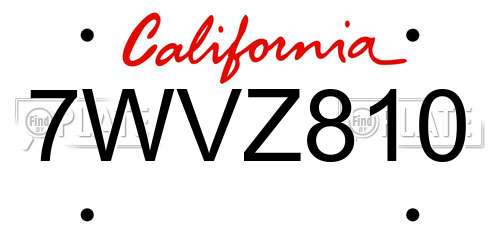 7WVZ810 California License Plate