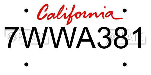 7WWA381 California License Plate