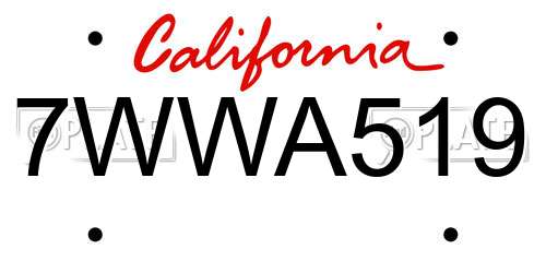 7WWA519 California License Plate