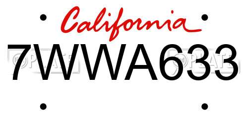 7WWA633 California License Plate