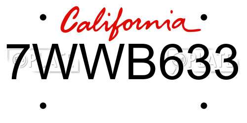 7WWB633 California License Plate