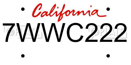 7WWC222 California License Plate