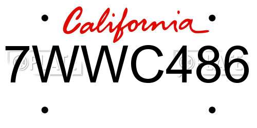 7WWC486 California License Plate