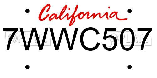 7WWC507 California License Plate