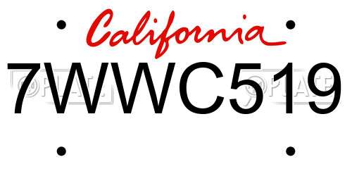7WWC519 California License Plate