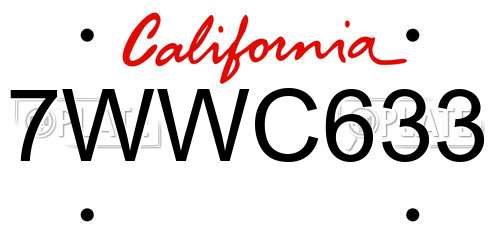 7WWC633 California License Plate