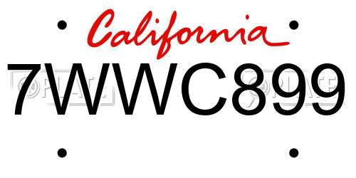 7WWC899 California License Plate