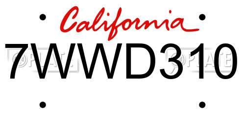 7WWD310 California License Plate