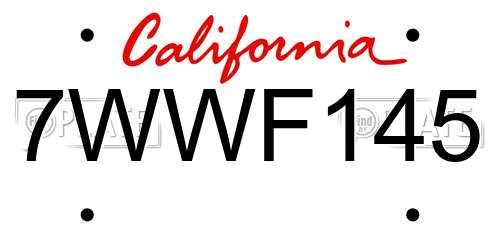 7WWF145 California License Plate