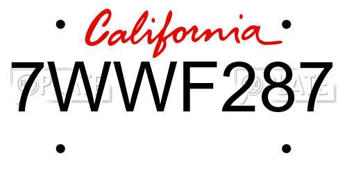 7WWF287 California License Plate