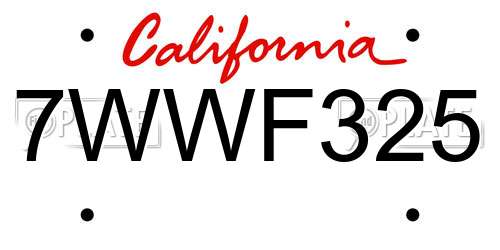 7WWF325 California License Plate
