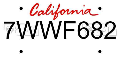 7WWF682 California License Plate