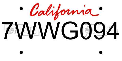 7WWG094 California License Plate