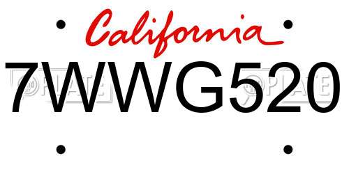7WWG520 California License Plate