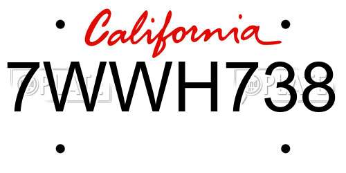 7WWH738 California License Plate