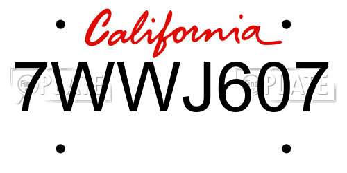 7WWJ607 California License Plate