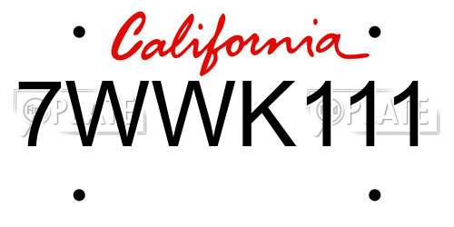 7WWK111 California License Plate