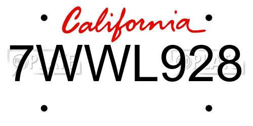 7WWL928 California License Plate