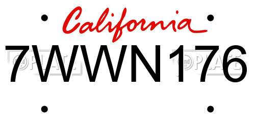 7WWN176 California License Plate
