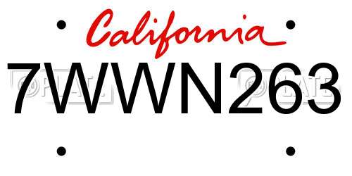 7WWN263 California License Plate