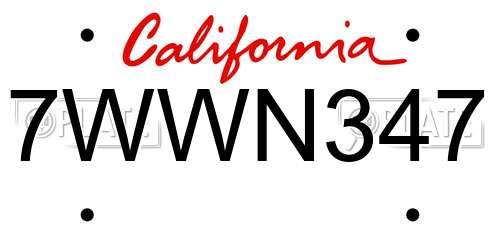 7WWN347 California License Plate