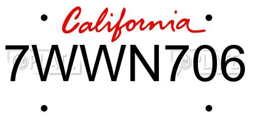 7WWN706 California License Plate