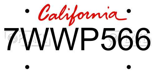 7WWP566 California License Plate
