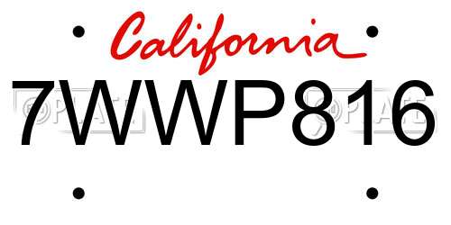 7WWP816 California License Plate