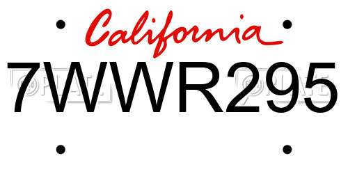 7WWR295 California License Plate