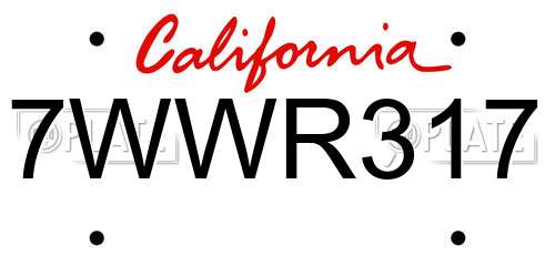 7WWR317 California License Plate